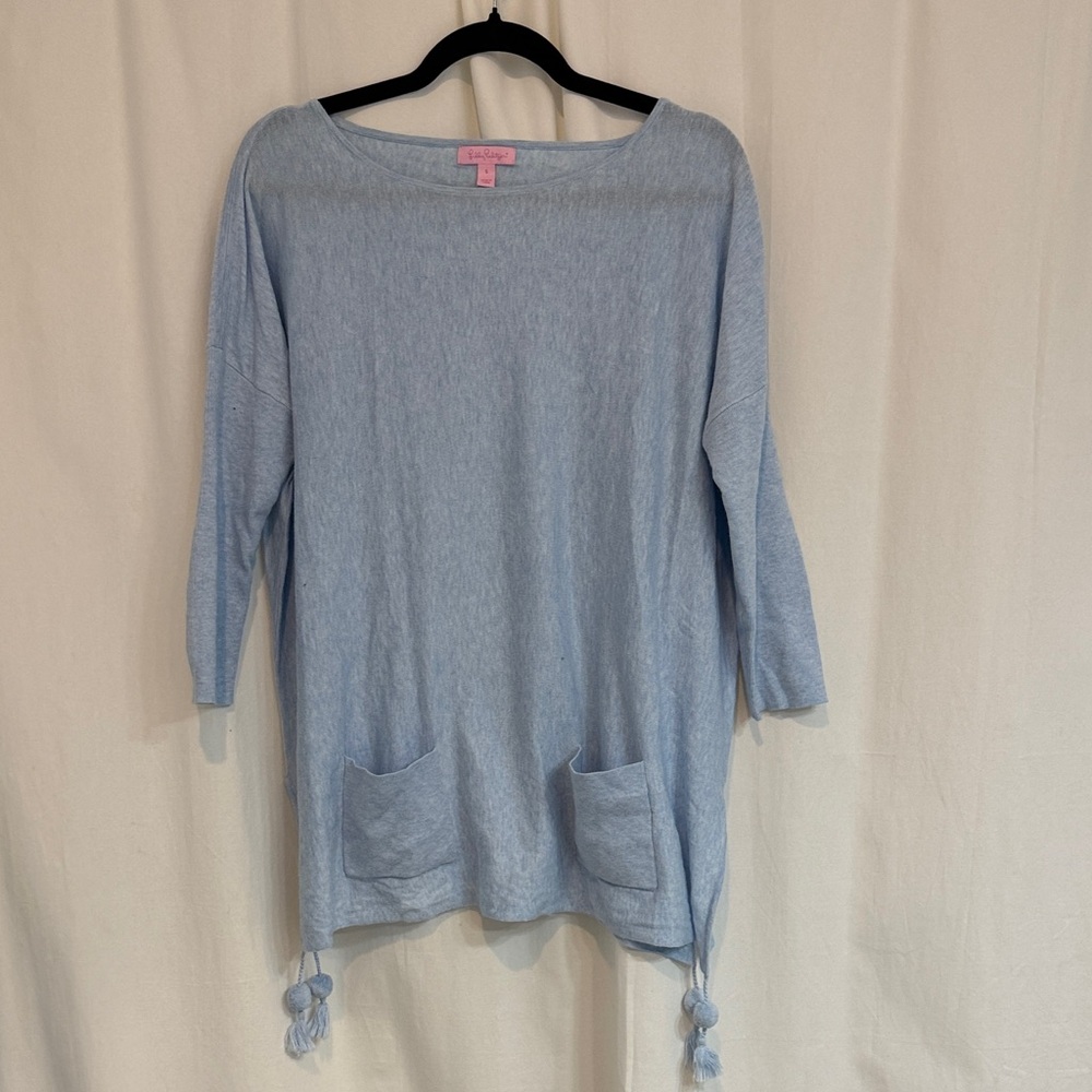 Lilly Pulitzer Light Blue Pull-On Sweater with Tassels